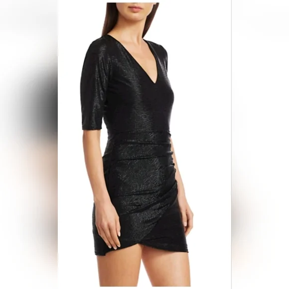 Alice + Olivia Judy Ruched Metallic Dress Size 10 NWT - Picture 7 of 14